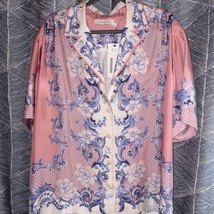 Zimmermann Pink and Blue Floral Button Down Shirt